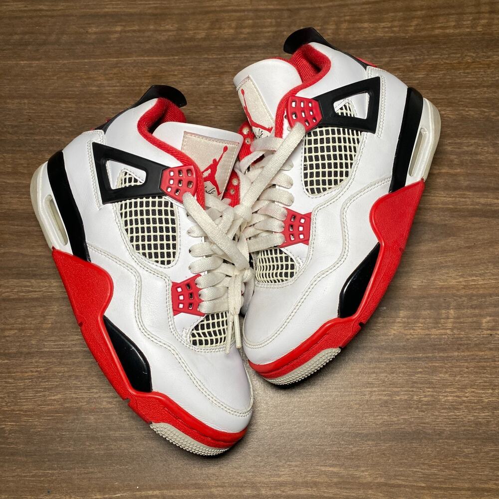 Men's Air Jordan 4 Retro OG Fire Red White Black Sneakers Size 4 (DC7770-160)